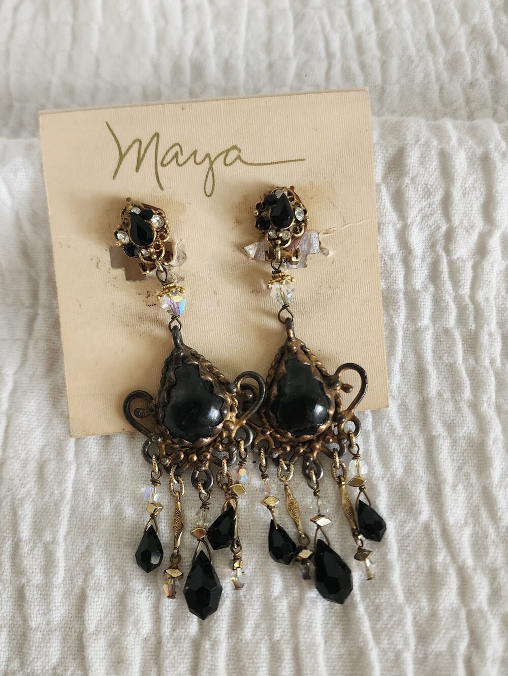 Maya Evangelista Vintage Statement Chandelier Clip on Earrings